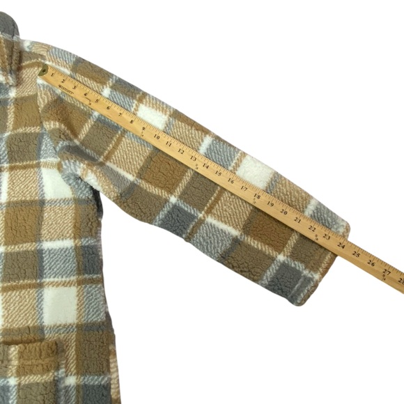 Sabrina Lauren Neutral Plaid Tan Gray Teddy Coat - Women’s Size 1X NWT - Picture 6 of 12